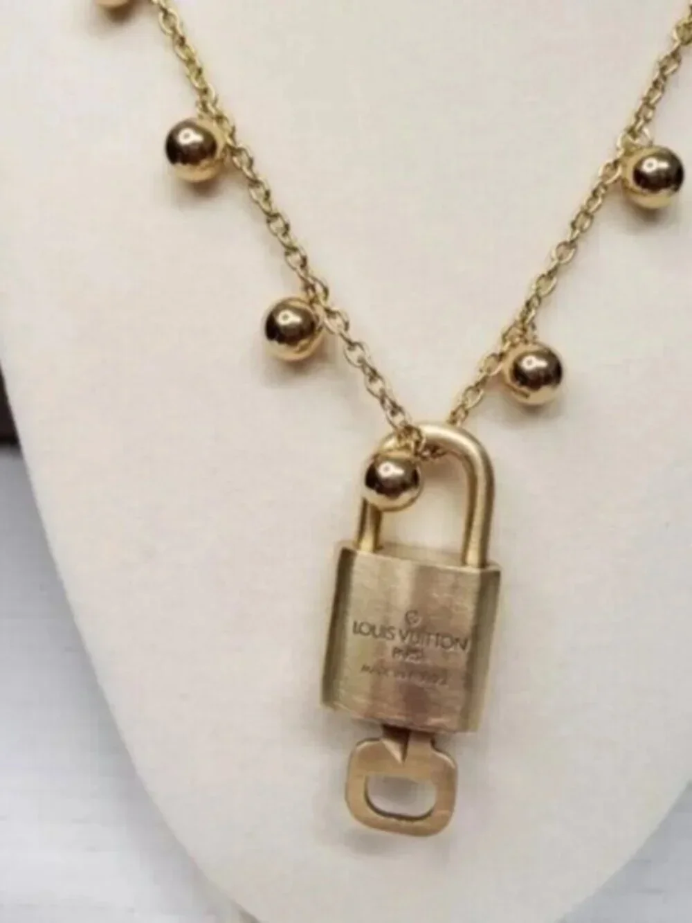 Gold-Plated Necklace with Authentic Louis Vuitton Padlock